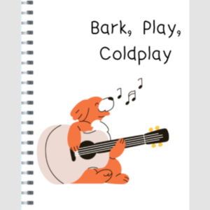 Notepad Unruled – Bark, Play, Coldplay Dog Guitar Design