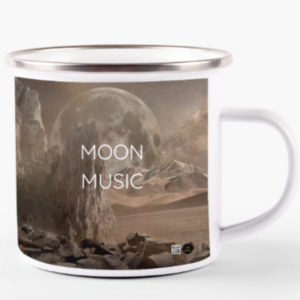 White Enamel Mug 11oz - Moon Music | Ivory Moon Design