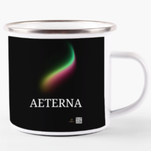 White Enamel Mug - Aeterna Aurora | Celestial Northern Lights Design