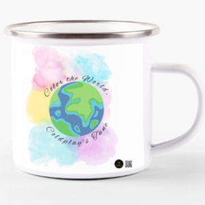 White Enamel Mug - Color the World, Coldplay’s Tune | Vibrant Earth Art