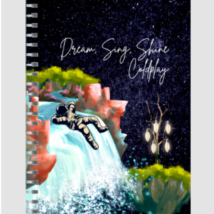 Notepad Ruled – Dream, Sing, Shine Coldplay | Astronaut & Waterfall Starry Design