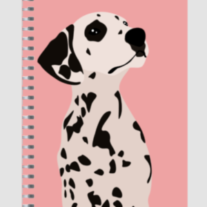 Ruled Notepad – Dalmatian Dog | Stylish Pink Background Design