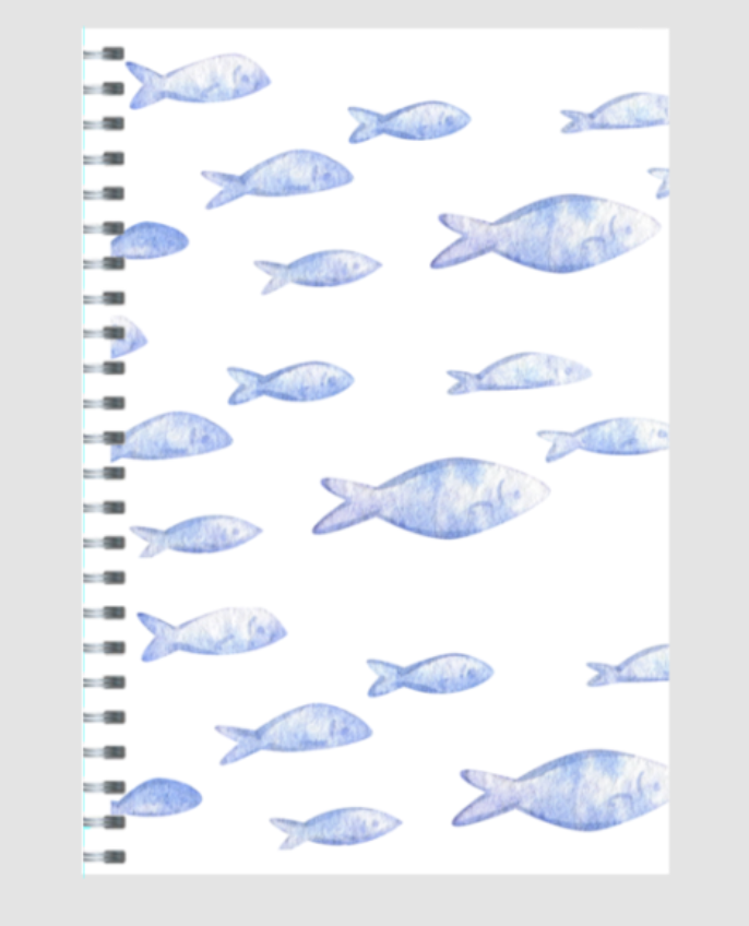 Notepad Ruled – Swimming Fishes | Artistic Marine Life Design