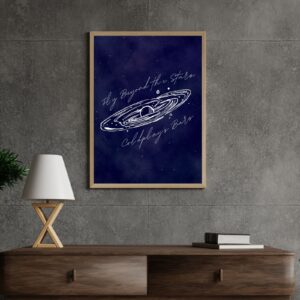 Coldplay Themed Wall Art – 'Fly Beyond the Stars, Coldplay Bars' – Galaxy & Starry Background – 29.7x42cm