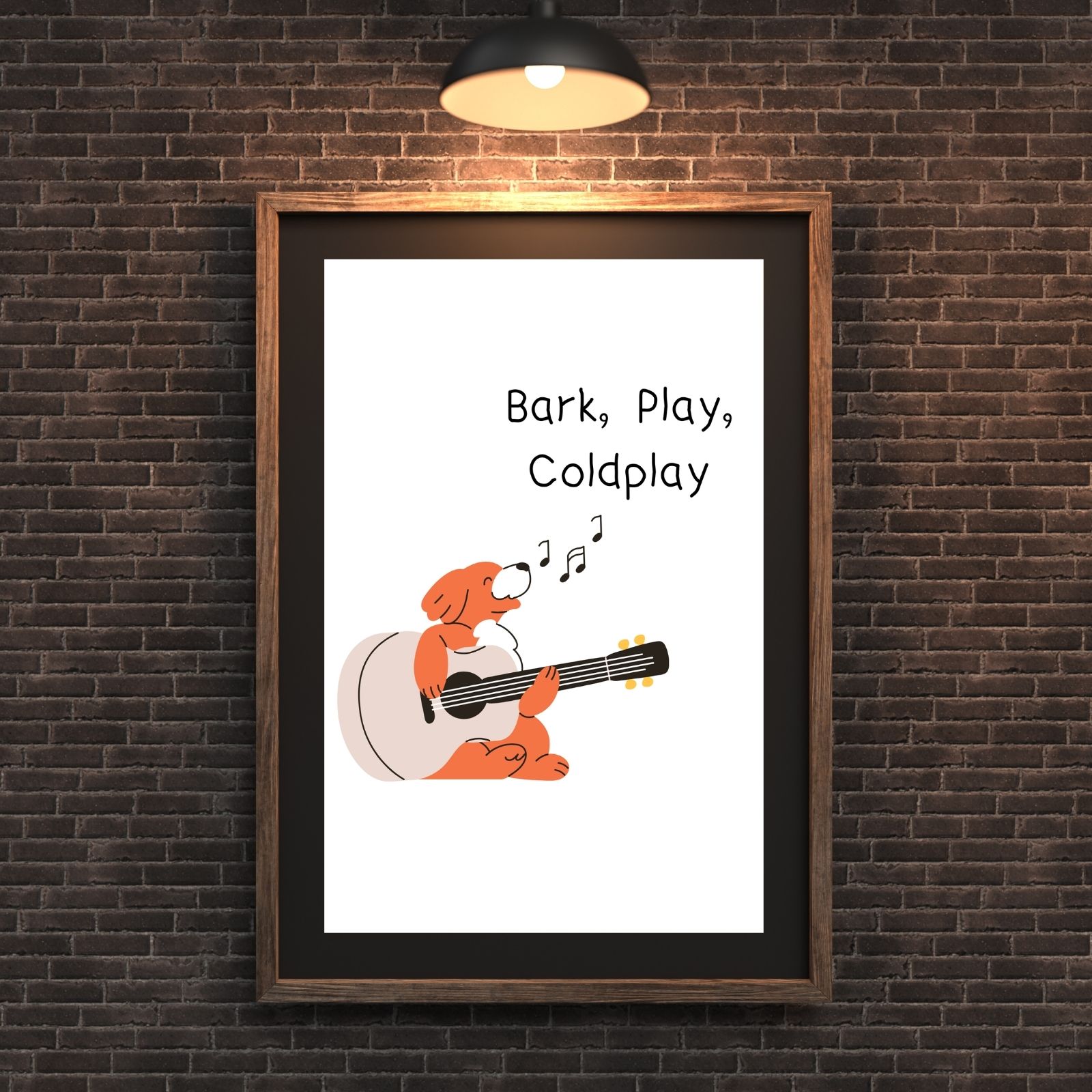 Bark, Play, Coldplay – Dog Playing Guitar Wall Art – 29.7x42cm – Printable & Digital Use