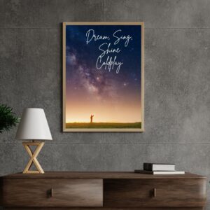 Dream, Sing, Shine – Coldplay Inspired Wall Art – Starry Night Theme – 29.7x42cm – Printable & Digital Use