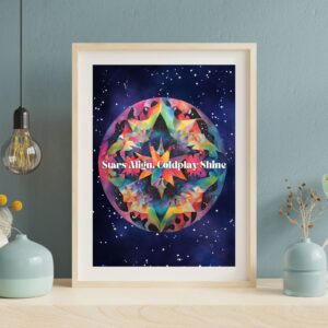 Coldplay Themed Wall Art – 'Stars Align, Coldplay Shine' – Geometric Circle Design – 29.7x42cm
