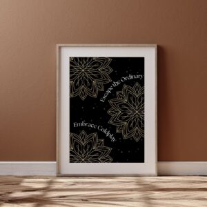 Coldplay Themed Wall Art – 'Escape the Ordinary, Embrace Coldplay' – Golden Floral Design – 29.7x42cm