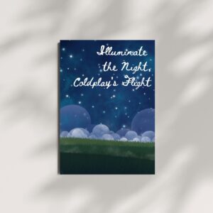 Coldplay Themed Wall Art – 'Illuminate the Light, Coldplay’s Flight' – Starry Night Background – 29.7x42cm