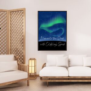 Coldplay Themed Wall Art – 'Illuminate the Dark with Coldplay Sparks' – Aurora Background – 29.7x42cm