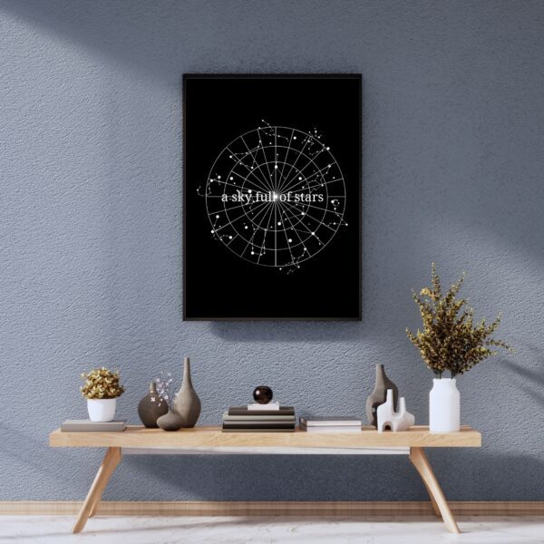 ‘A Sky Full of Stars’ Wall Art – Coldplay Inspired – Horoscope Stars Border – 29.7x42cm – Printable and Digital Use – Instant Download