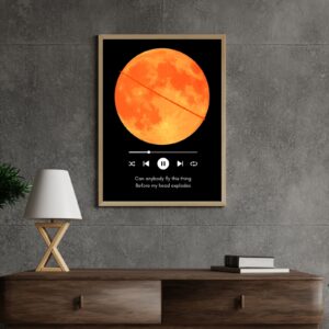 ‘Can Anybody Fly This Thing Before This Explodes My Head’ Wall Art – Coldplay Inspired – Music & Moon Background – 29.7x42cm – Printable and Digital Use – Instant Download