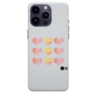 iPhone Sublimation Mobile Case - Dripping Hearts Grid Design (iPhone 15 Pro Max, White)