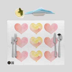 Placemat - Dripping Hearts Watercolor Design