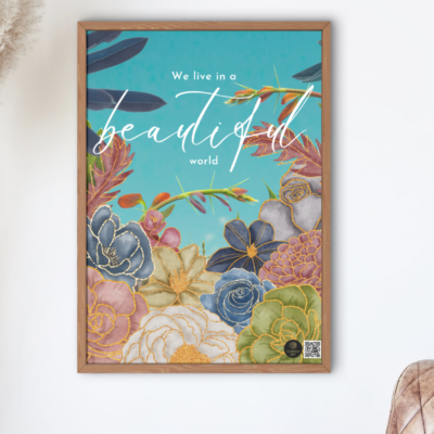 "Beautiful World" – Coldplay-Inspired Floral 18x24 Inch Poster | Quantum Dot Gold Collection