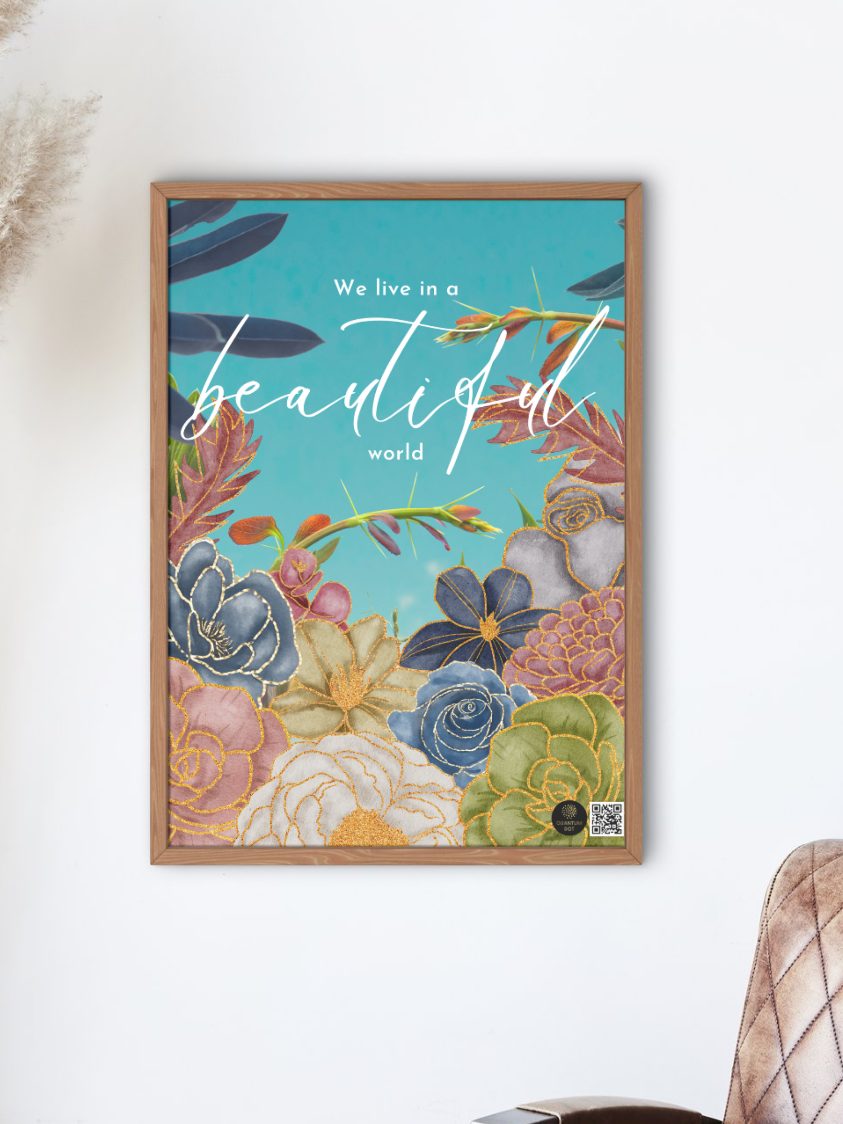 "Beautiful World" – Coldplay-Inspired Floral 18x24 Inch Poster | Quantum Dot Gold Collection