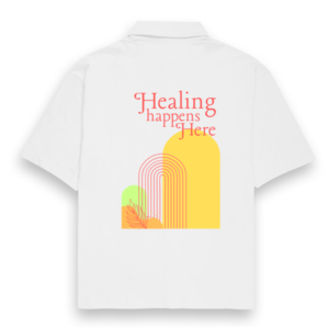 Oversized Shirt (S-3XL) – "Healing Happens Here" Geometric Inspirational Design