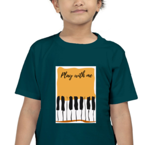 Kids Music-Themed Crew Neck T-Shirt – "Play with Me" Piano Design