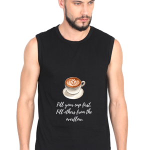 Male Sleeveless T-Shirt – "Overflow with Self-Care" Motivational Design