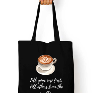 Zipper Tote Bag – "Overflow with Self-Care" Motivational Design