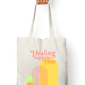 Tote Bag Zipper – "Healing Happens Here" Geometric Minimalist Design