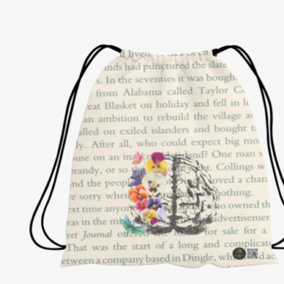 AOP Drawstring Bag – "Blooming Mind" Artistic Brain & Flowers Design