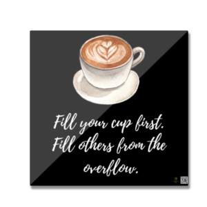 Square Fridge Magnet – "Overflow with Self-Care" Inspirational Quote