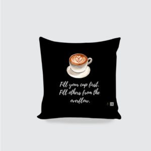 16x16 AOP Cushion Cover – "Overflow with Self-Care" Motivational Design
