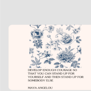 Square Mouse Pad – "Strength in Courage" Inspirational Floral Design