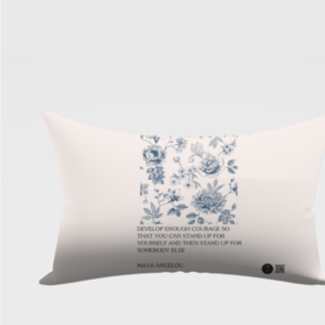 AOP Pillow Cover 18x28 – "Strength in Courage" Inspirational Floral Design