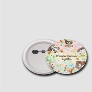 44mm Badge | Cute Woodland Animal Pin | Adventure & Friendship Theme