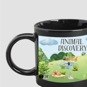 Animal Discovery Black Milk Mug – Adorable Wildlife-Themed Mug for Kids