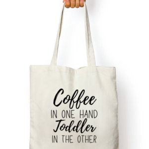 Caffeine & Chaos White Tote Bag – Funny Parenting Essential