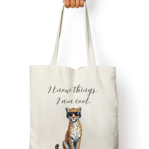 Savvy Cheetah Tote Bag – Funny Aesthetic Tote with Zipper – Stylish Eco-Friendly Shopping Bag for Daily Use
