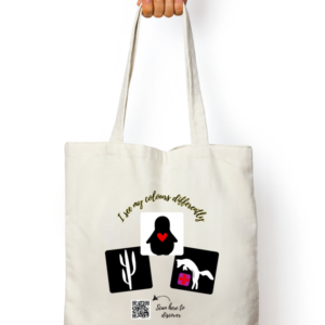 QR-Coded White Tote Bag - I See My Colours Differently | Inspired by Infant Vision