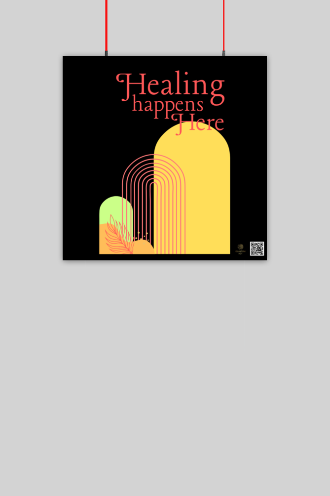 10x10 Poster – "Healing Happens Here" Geometric Minimalist Design