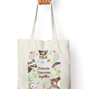 Friends Discover Together White Tote Bag | Cute Woodland Animal Design | Eco-Friendly & Stylish