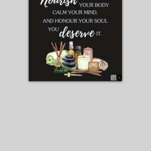 Nourish & Flourish 10x10 Inch Self-Care Poster – Spa-Inspired Wall Art for Wellness Corners, Calm Rooms & Self-Love Spaces