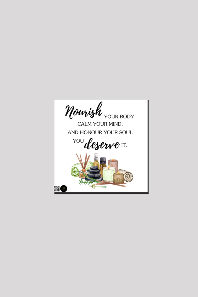 Nourish and Flourish 8×8 Canvas Wall Art – Self-Care Quote Print for Mindful Living Spaces