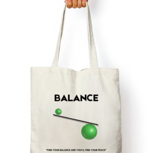 Balance White Tote Bag – Motivational Everyday Carry with Minimalist Design