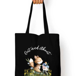 Out and About - Preschool Tote Bag (Dark Edition) | Cute Fox & Wildflower Design | Perfect for Little Explorers
