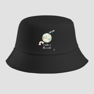 Black Bucket Hat – "I Matter in the World" Watercolor Earth Design