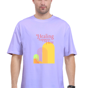 Oversized Standard T-Shirt (XS-XXL) – "Healing Happens Here" Geometric Inspirational Design
