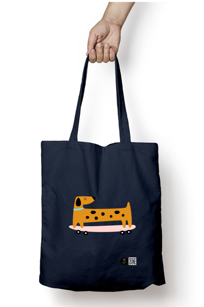 "Doggy Goes a Scootin'" Dark Tote Bag – Fun & Playful Pet Lover's Bag