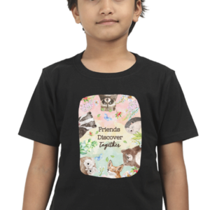 Friends Discover Together Kids' T-Shirt | Cute Woodland Animal Print | Adventure & Nature Tee