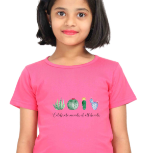 Celebrate Minds of All Kinds - Girls' T-Shirt | Cactus-Themed Neurodiversity Awareness Tee