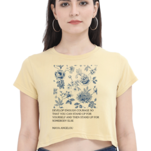 Female Crop Top (XS-XXL) – "Strength in Courage" Inspirational Floral Design