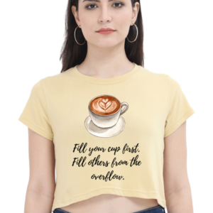 Female Crop Top – "Overflow with Self-Care" Motivational Design