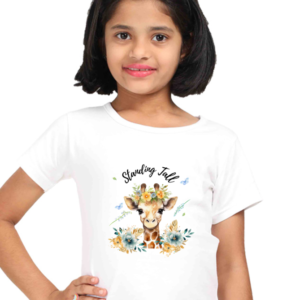 Motivational Giraffe T-Shirt for Girls - Standing Tall
