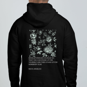 Oversized Hoodie (S-3XL) – "Strength in Courage" Inspirational Floral Design